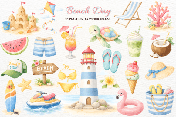 Download Pastel Summer Beach Clipart Tropical PNG - Beach clipart Collection