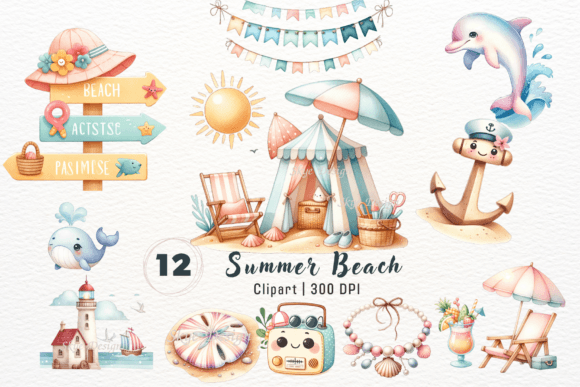 Download Watercolor Summer Beach Clipart - Beach clipart Collection