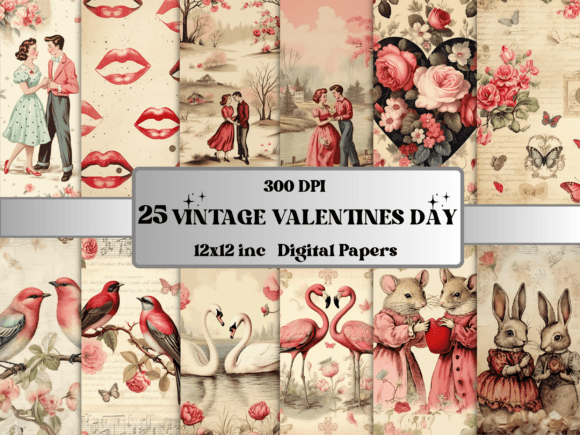 Download Retro Valentine's Day Digital Paper - Premium Resources