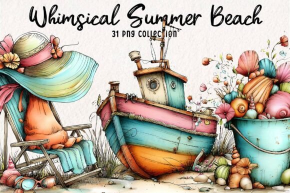 Download Whimsical Summer Beach Clipart PNG - Premium Resources