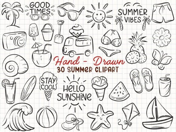 Download Summer Svg Bundle Beach Clipart Doodle - Beach clipart Collection